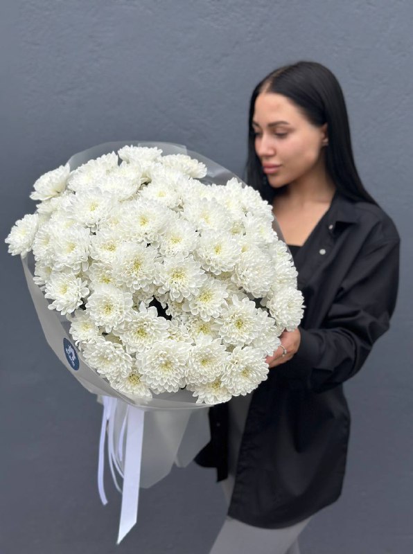 Букет белых хризантем, 15шт