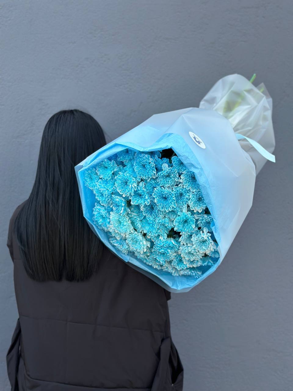 Букет хризантем, синих 15шт