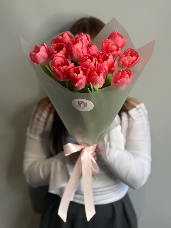 Букет из 15 розовых тюльпанов — фото 2