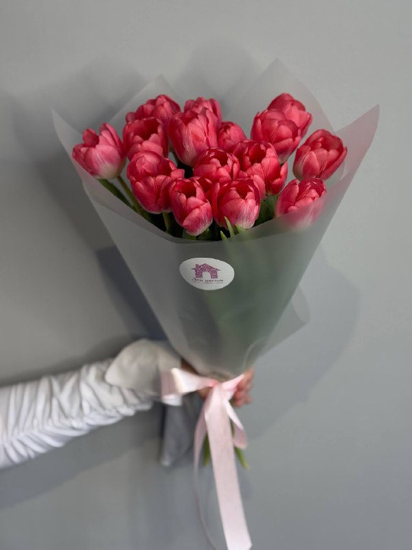 Букет из 15 розовых тюльпанов