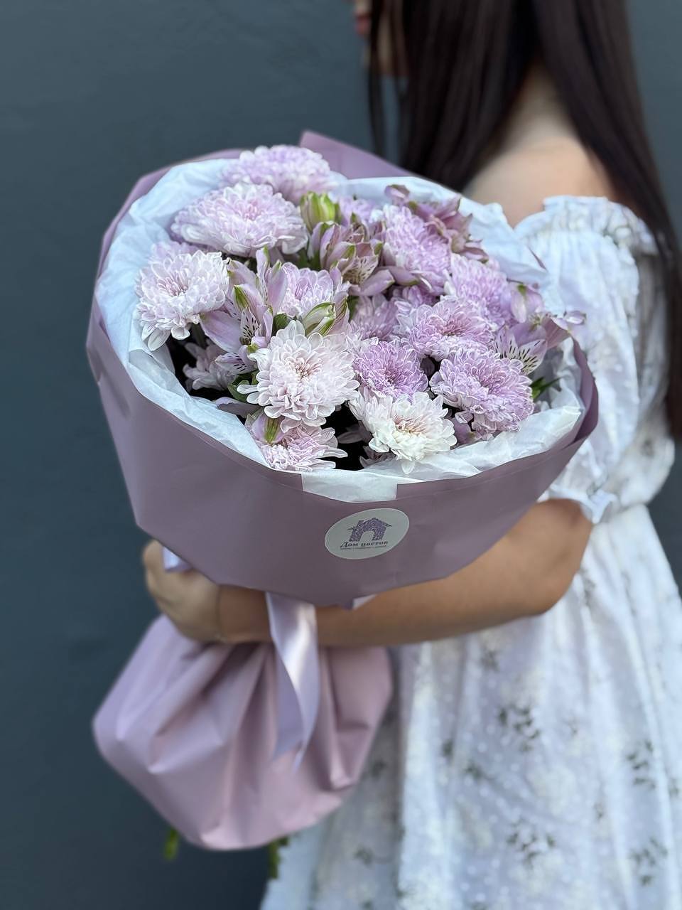 Букет из кустовой хризантемы с альстромерией №2