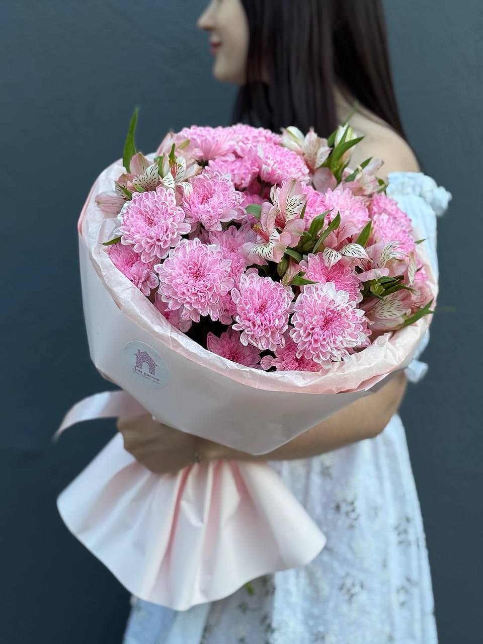 Букет из кустовой хризантемы с альстромерией №3 — фото 2