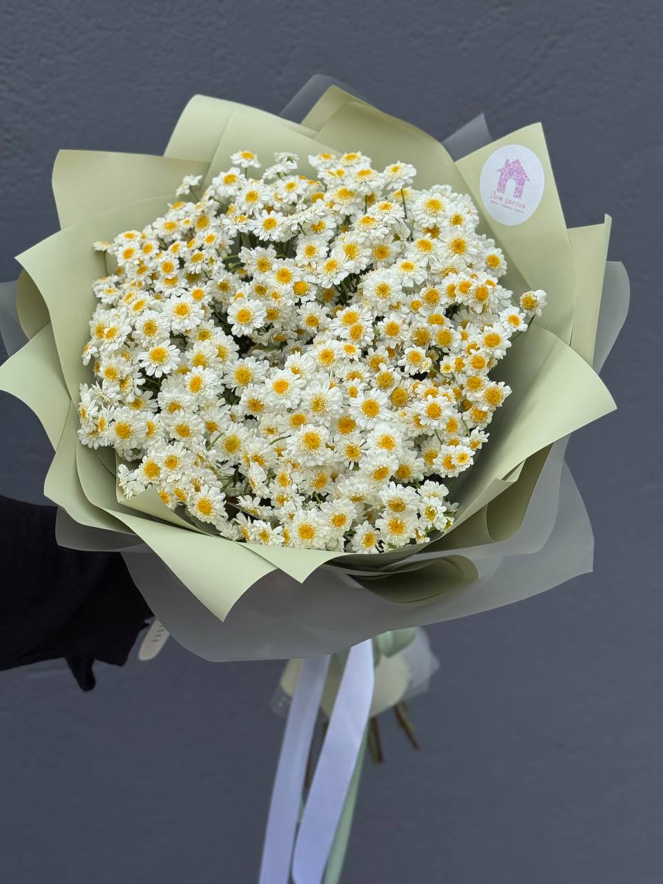 Букет из 17 матрикарий в оформлении