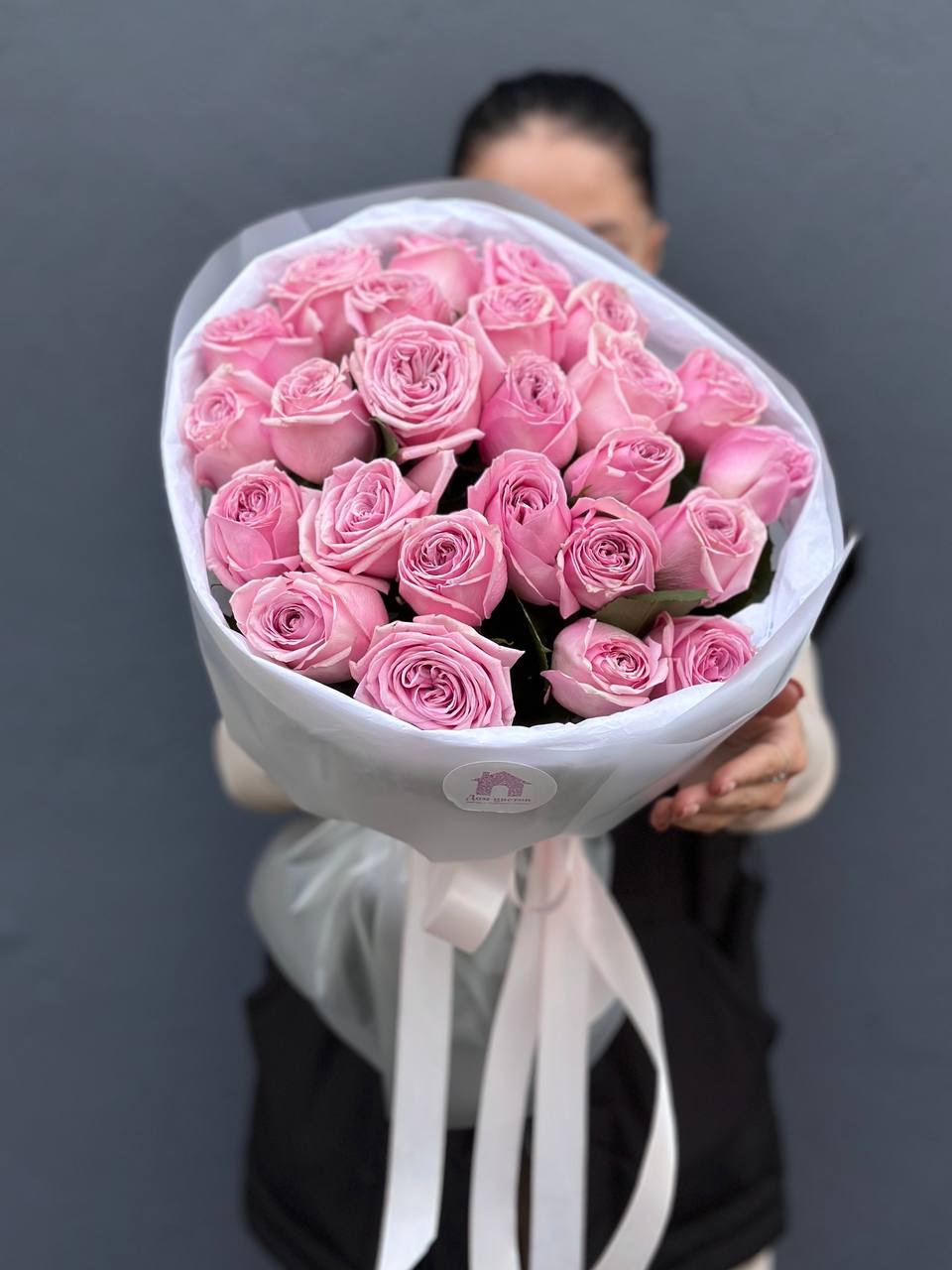 Букет розовых роз, 25шт